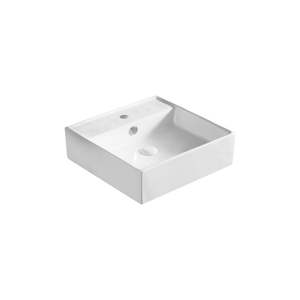 Lavabo de Encimera Moderno y Tradicional de 46.5x46.5cm, Material de Porcelana y Piedra de Mármol para Baño u Hotel, Estilo Rústico-LA40 - Product Image 1