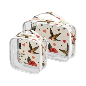 Hawaii Custom Puakenikeni LeiHummingbird Rose Heart Women's 2-pack Transparent <b>Makeup</b> <b>Storage</b> Bag Travel Toiletry Bag - Product Image 1