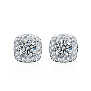 Cut <b>Moissanite</b> Luxury Stud <b>Earrings</b> Men Women Sparkling Sterling Silver Bridal Wedding Anniversary Gift Third Party Fine - Product Image 1