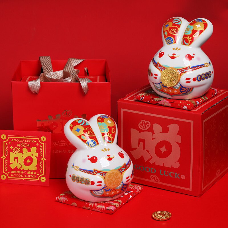 2023 декор кролик, керамическая монетница, национальная Мода, подарок на руку, статуя кролика, ежегодная встреча, праздник весны, домашний коридор