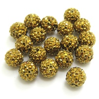 Perles en argile dorée de 4 mm à 12 mm avec strass dorés, perles en verre disco pour la fabrication de bijoux DIY
