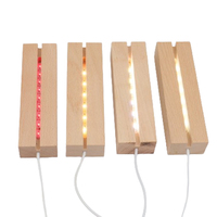 Base d'artisanat en bois massif bois de hêtre led câble usb Rectangle fente en bois hêtre support de veilleuse USB télécommande tactile LED Base