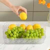 Plateau de service transparent en plastique à bord doré, design de luxe, pour fruits secs, noix, bol à fruits en verre, gâteau avec couvercle