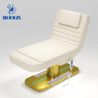 MOOLIN Mobilier de Salon de Beauté : Table de Massage Électrique Incurvée pour Soins du Visage et Extensions de Cils, Fauteuil Esthétique Inclinable à 3 Moteurs