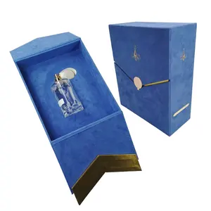 Novedad Custom Blue Suede Velvet Luxury Perfume Difusor Embalaje Caja de regalo