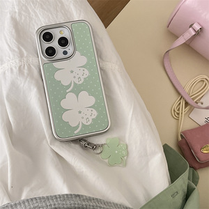 Coque de téléphone miroir trèfle à quatre feuilles fraîcheur estivale pour iPhone 17 Pro Max 16 15 14 13 antichoc pour femme - Product Image 2