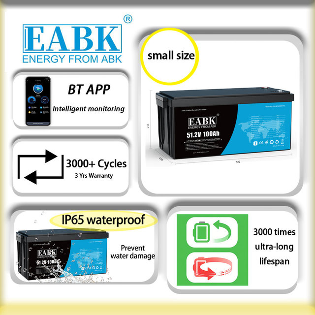 EBAK Solar Home Energy Storage System for Power Station UPS Inverter Backup 51.2V 100Ah LiFePO4 Battery Lithium Iron Phosphate