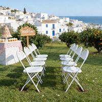 Chaise pliante en plastique durable blanche à dossier éventail pour mariages, banquets, événements extérieurs - Chaise de jardin en plastique à dossier éventail Bjflamingo en gros