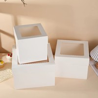 Boîtes à gâteaux en carton blanc recyclables, sûres pour les aliments, imprimées quadricolore, avec fermeture magnétique et fenêtre, idéales pour les collations