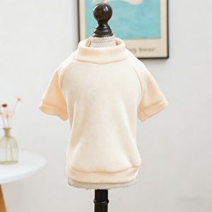 เสื้อสเวตเตอร์คอกลมสำหรับสัตว์เลี้ยง สีพื้น โพลีเอสเตอร์ ขนาดเล็ก กลาง เสื้อผ้าสำหรับสุนัขและแมว ดีไซน์เรียบง่าย ใส่ได้ทุกฤดู - Product Image 1