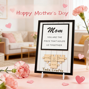 Panneau de table en bois personnalisé pour la fête des mères, puzzle avec nom, <span class=keywords><strong>cadeau</strong></span> pour maman - Product Image 1