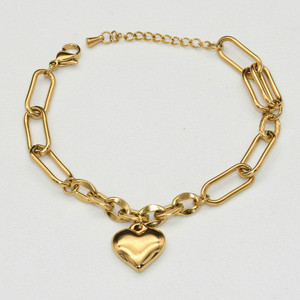Bracelet à maillons en <span class=keywords><strong>acier</strong></span> <span class=keywords><strong>inoxydable</strong></span> 304L avec breloques en forme de cœur, prix d'usine, <span class=keywords><strong>fournisseur</strong></span> en gros, pour femmes, bijoux tendance - Product Image 5