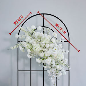 Panel de Flores Colgantes de Rosas Blancas, Flores de Seda, Baby Breath, Panel de Esquina, Camino de Flores para Decoración de Bodas, Fiestas y Compromisos - Product Image 3