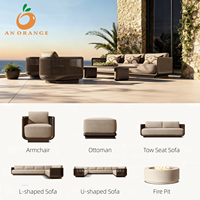 Ensemble de canapés d'extérieur de luxe en métal, canapés de jardin, mobilier de jardin, canapé en aluminium en forme de L, ensemble de patio, canapé de jardin moderne