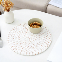 Set de table en lin fait main de style japonais, dessous de verre et dessous de bol pour la vaisselle domestique, vente en gros de sets de table en lin
