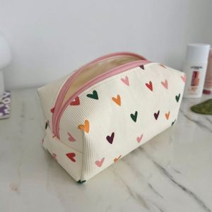 Custom Eco-Friendly Hearts Cotton Makeup Pouch Travel Zipper <b>Storage</b> for Bags Ladies Cute Cosmetic Organizer Bridesmaid - Product Image 1