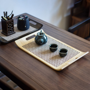 Khay tre và gỗ cao cấp với bề mặt retro và sang trọng với màu trơn, thích hợp cho bánh ngọt, bánh ngọt và thực phẩm. - Product Image 3