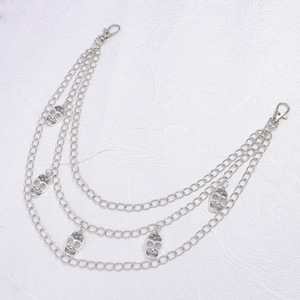 Fashionable Three Layer Metal Waist <b>Chain</b> With Hollow Skull Pendant For Nightclub Hip Hop Rock Style Unisex Body <b>Chain</b> - Product Image 3