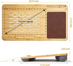 Minjoo Home Hot Selling Foldable Bamboo Laptop Stand PC <strong>Riser</strong> Cushioned Desk <strong>for</strong> <strong>Bed</strong> and Desk Use - Product Image 3