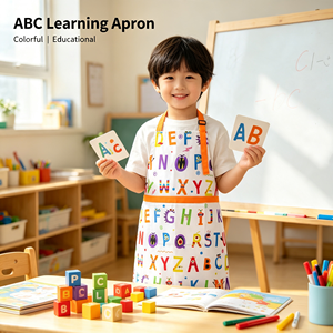 SHN Alphabet Kinder-Lätzchen Kochmütze Mädchen Jungen Polyester Netzgewebe Tasche Verstellbarer Nackenriemen Monster Cartoon Design Kochen - Product Image 3