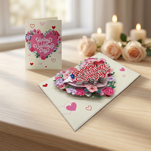 Tarjeta Pop-up de San Valentín con Diseño de Corazón, Hecha a Mano, Diseño Personalizado, Manualidades de Papel, Tema Animal, Decoración para el Hogar, Promoción de Acción de Gracias - Product Image 5