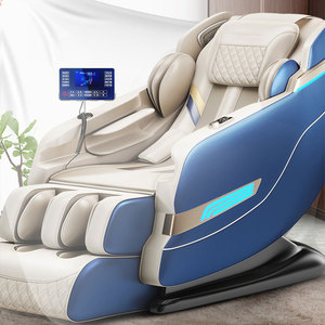เก้าอี้นวดไฟฟ้าแบบเต็มตัว ราง SL ระบบ 4D พร้อมหุ่นยนต์นวดมือ รุ่นดีลักซ์ สีฟ้า สำหรับใช้ในบ้าน - Product Image 1