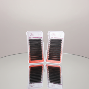 Extensions <span class=keywords><strong>de</strong></span> <span class=keywords><strong>cils</strong></span> individuels FADVAN YY en cheveux synthétiques, volume 3D 4D, effet mat intense, facilement auto-éventailables, noir naturel - Product Image 1