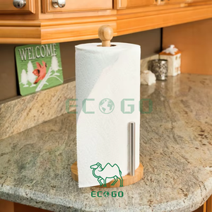 Usage domestique cuisine salle de bain papier toilette <span class=keywords><strong>support</strong></span> debout bambou papier bois rouleau de papier de soie porte-serviettes - Product Image 4