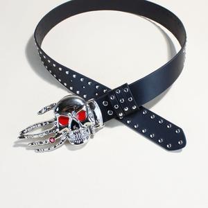 Cinturón de estilo punk para mujer, con hebilla de calavera grande y remaches exagerados, ideal para Halloween, estilo oscuro y dominante. - Product Image 4