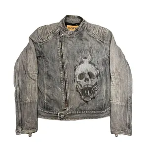 DIZNEW OEM 사용자 정의 브랜드 디자이너 소프트 쉘 데님 청바지 재킷 남자의 패션 워시 만든 오래 된 바이커 재킷