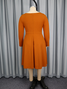 AM050720 elegante autunno con <span class=keywords><strong>scollo</strong></span> <span class=keywords><strong>a</strong></span> <span class=keywords><strong>barca</strong></span> <span class=keywords><strong>manica</strong></span> <span class=keywords><strong>lunga</strong></span> grande strass asimmetrico marrone Midi Plus Size <span class=keywords><strong>a</strong></span> linea <span class=keywords><strong>abito</strong></span> Casual da donna - Product Image 6