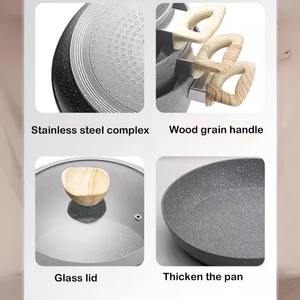 Maifan Stone <span class=keywords><strong>Wok</strong></span> Classic Marble Pan Juego de utensilios de cocina antiadherentes para el hogar sostenible para inducción para freír <span class=keywords><strong>olla</strong></span> de sopa de leche - Product Image 2