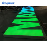 Enseigne LED 3D RVB personnalisée pleine couleur, lettres en relief rétroéclairées, logo d'entreprise en acier inoxydable et acrylique, signalétique lumineuse pour devanture de magasin