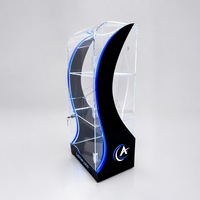 Acryl displaystand voor mobiele opladers met op maat gemaakte kabels, vergrendelbare deur en LED-verlichting voor mobiele accessoires - winkelretail