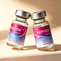 Étiquettes personnalisées haute adhérence pour emballages de peptides, en PET transparent, 2 ml, 3 ml, 5 ml, 10 ml, pour usage de recherche en laboratoire uniquement