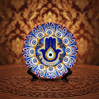 Ensemble de plats et plateaux décoratifs en céramique et porcelaine Changhong Evil Eyes, style turc, avec support de présentation pour le voyage
