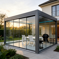 3x3 3x4 Moderne Wasserdichte Winddichte Anti-UV Outdoor-Balkon-Pergola aus Aluminium mit Motorisiertem Ferngesteuertem Verstellbarem Lamellendach