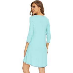 Camisón de Manga 3/4 Personalizado para Mujer, Viscosa de Bambú, Camiseta de Dormir Refrescante, Vestido de Pijama Suave, Tallas S-XXL - Product Image 2