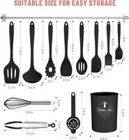 Offre Spéciale 12 pièces accessoires de cuisine en silicone outils de cuisine spatule de cuisine ensembles d'ustensiles avec manche en bois