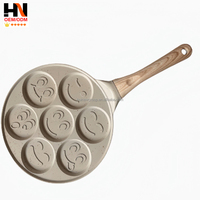 Poêle à petit-déjeuner multifonction 7-en-1 à fond plat, pour œufs, hamburgers, en aluminium, avec 7 trous, en promotion