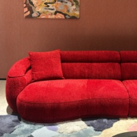 Vente directe d'usine, canapé rouge courbé de style crème français, design rétro, canapé modulaire combinable, personnalisable