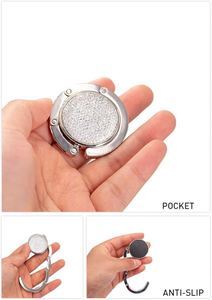 Foldable Purse Hook Table Folding Women's Handbag Hangers Hooks Desk Bling Rhinestone Holder Portable Holder for Women <b>Bags</b> - Product Image 3