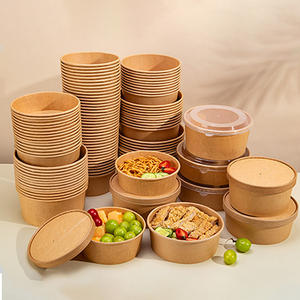 Assiettes en papier biodégradables personnalisées en gros, bols, boîtes d'emballage alimentaire, boîtes en papier imperméables <span class=keywords><strong>à</strong></span> paroi simple, saladier en papier pour la vaisselle - Product Image 2