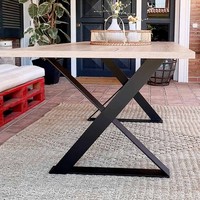 Pied de table en acier noir traditionnel en forme de X, fabrication chinoise AAG, pour tables de salle à manger extérieures et bureaux à base horizontale