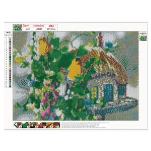Decorazione Fai-da-Te per la Casa, Ricamo Diamantato 5D con Motivo di <span class=keywords><strong>Uccelli</strong></span> e Casetta, Pittura con Diamanti Rotondi - Product Image 2