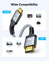 Câble HDMI vers Mini HDMI tressé haute vitesse SYONG 6,6 pieds avec gaine en PVC, prend en charge la 3D et la 4K60Hz pour projecteur et moniteur
