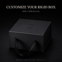 Boîte cadeau à poignée rigide, impression personnalisée pour entreprise, fermeture magnétique de luxe, pliable, noir mat, ruban, vente en gros, usine