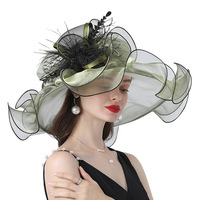 Elegant Wide Brim Organza Fascinator for Bride