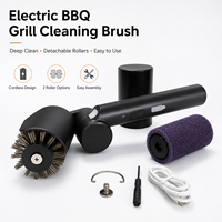 Brosse de nettoyage pour barbecue électrique avec rouleaux remplaçables, outil de nettoyage de barbecue rechargeable par USB