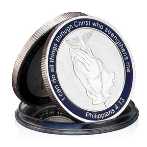 Christian Souvenir cadeau prière pièce Philippiens psaume croix argenté plaqué collection pièce commémorative pièce de prière - Product Image 1
